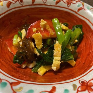 小松菜とモズクの彩り和物